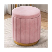 Ottomans With Wooden Frame Polyester Vanity Stool 13.3 X 17.3 In Resilience Cushion Pale Red Removable Foot Rest