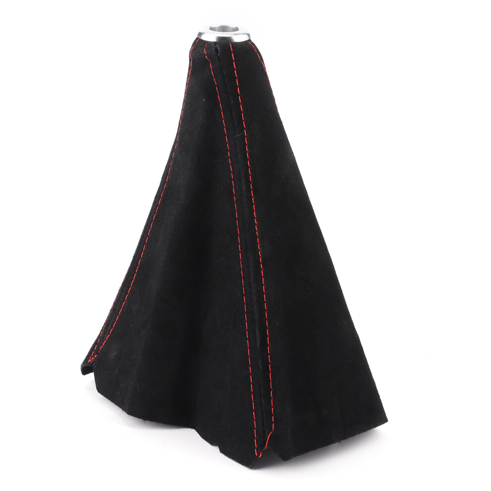 Gear Shifter Boot Universal Fit Suede Leather Stitch Detail Dustproof Effect Upgrade Interior Look For Manual Transmission Cars, Car Interior Red 9190834445069