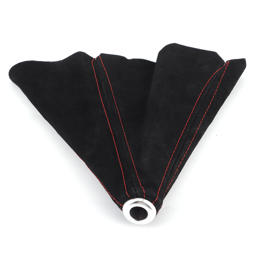 Universal Suede Shifter Lever Dust Cover Gaiter With Stitching Red 4661382514194