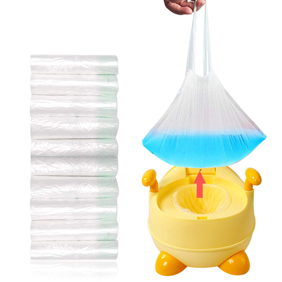Disposable Cleaning Bag, Portable Potty Chair Liners with Sanitary Drawstring for Quick Knot & Easy Cleanup, Travel Friendly and Durable High-Quality