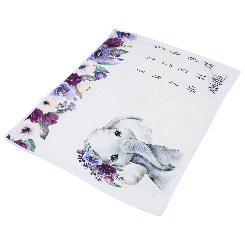 Baby Milestone Blanket Flannel Elephant Growth Photo Prop Purple