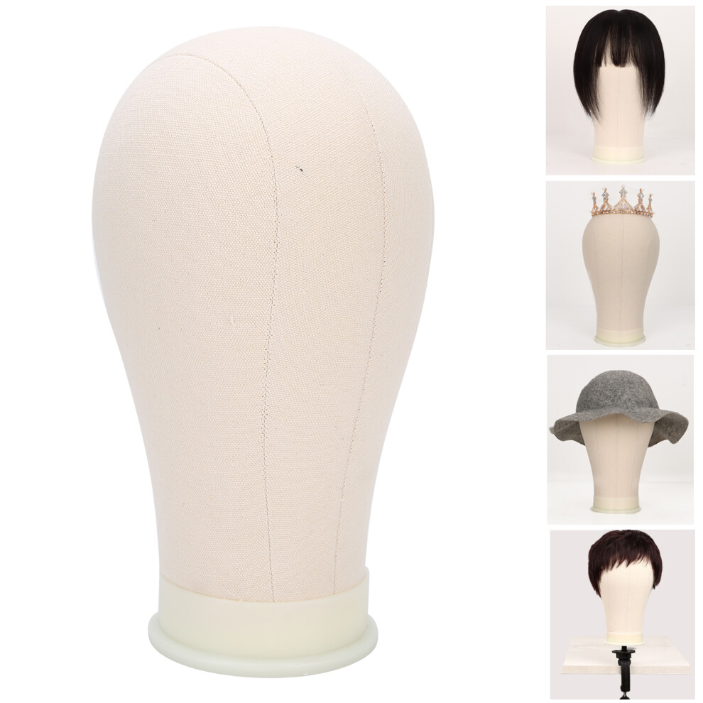 Unisex Styling Practice Wig Head 21In Cork Canvas Block Mannequin For Hair Display