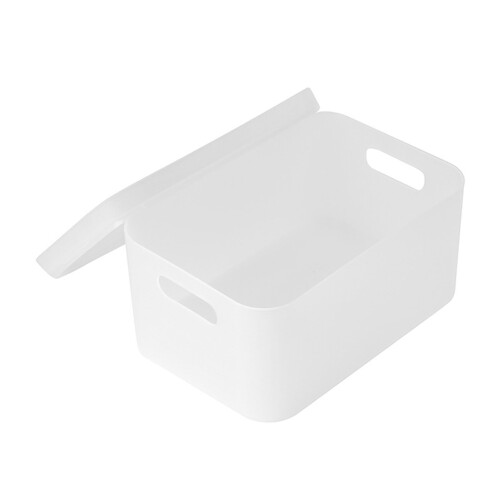 Frosted Clear Plastic Desktop Cosmetic Organizer mit Deckel, Größe L 2