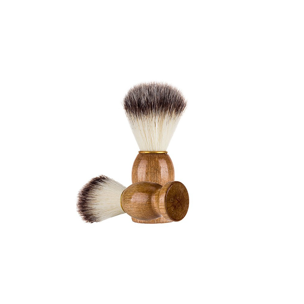 Wooden Beard Brush 2 Pack  Natural Badger Hair Shaving Brush For Men, Wooden Handle Grooming Kit For Wet Shaving