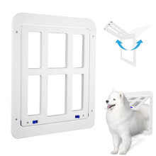 Dog Flap with Magnetic Closure for Fly Screen Door Window White (34 cm x 44 cm) Inner size: 33cm x 28cm x 1.7cm White