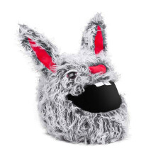 Accessoires pour casque, housses de casque, peluche amusante, lapin à poils longs