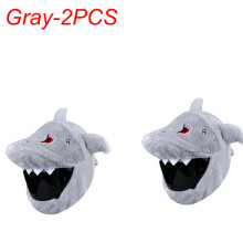 Helmaccessoires: Pluche helm met cartoonprint, grijs - Set van 2