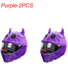 Accessorio per casco, casco di peluche con disegni di cartoni animati, casco protettivo, viola - 2 p