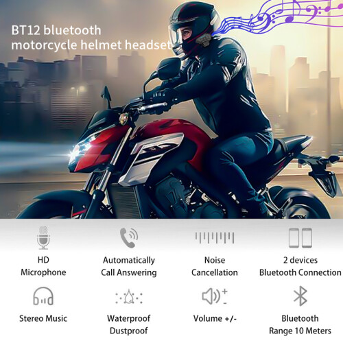 Accessorio per casco Auricolare per casco BT Funzione vivavoce wireless, BT12 2