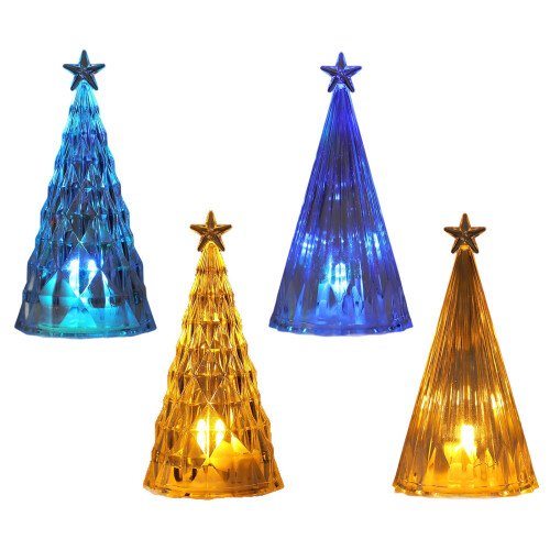 12 Pcs Christmas Tree Decorations Small Tree-B Yellow light 1