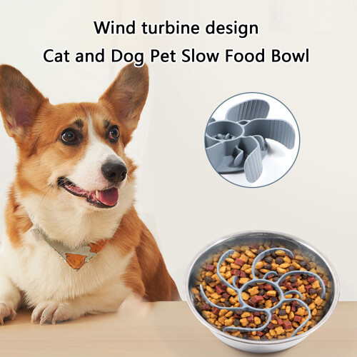 Pet Food Slow Feeder Silicone Insert AntiSlip-Light blue 2