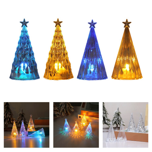 12 Pcs Christmas Tree Decorations Small Tree-B Yellow light 2