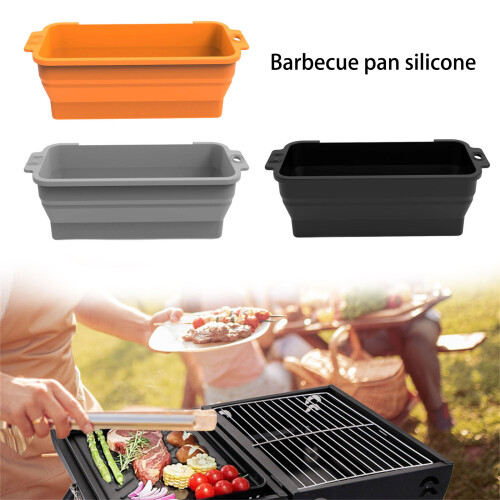 Reusable Silicones Grease Tray For Barbecue Grill Griddles-Grey 2