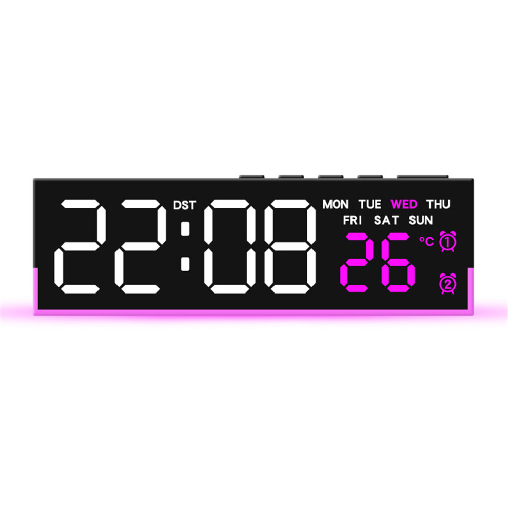 Digital Alarm Clock For Bedroom Desk Clock-Black Shell Lam Pink 7751000630928