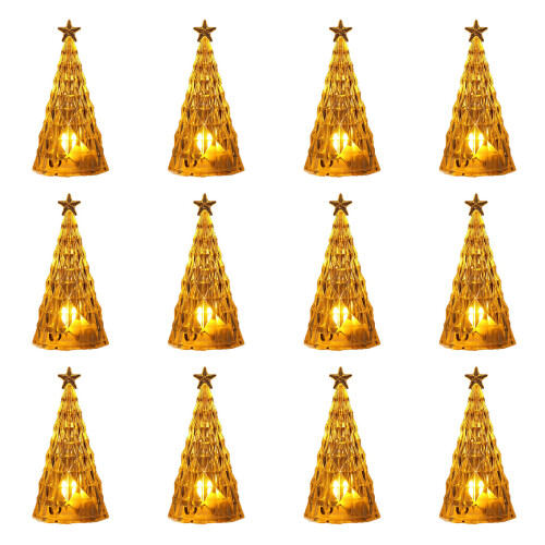 12 Pcs Chrismas Tree Decoration with Lights-A Yellow light