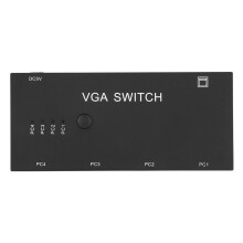 VGA Signal Switch With Four Inputs, Video Selector Switcher Box Manual Button Control Auto Detect Resolution Compact Metal Case Supports Wide Screen A