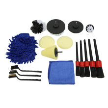Set di spazzole professionali per la cura dell'auto, kit di strumenti essenziali per la pulizia dell'auto con guanto per il lavaggio e tamponi per la