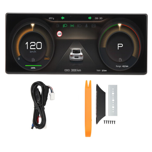 Smart Hud System For Tesla Vehicles Battery Level Gear Status Speed Display Wireless Carplay Android Auto Hd Touchscreen Synchronous Data Blending