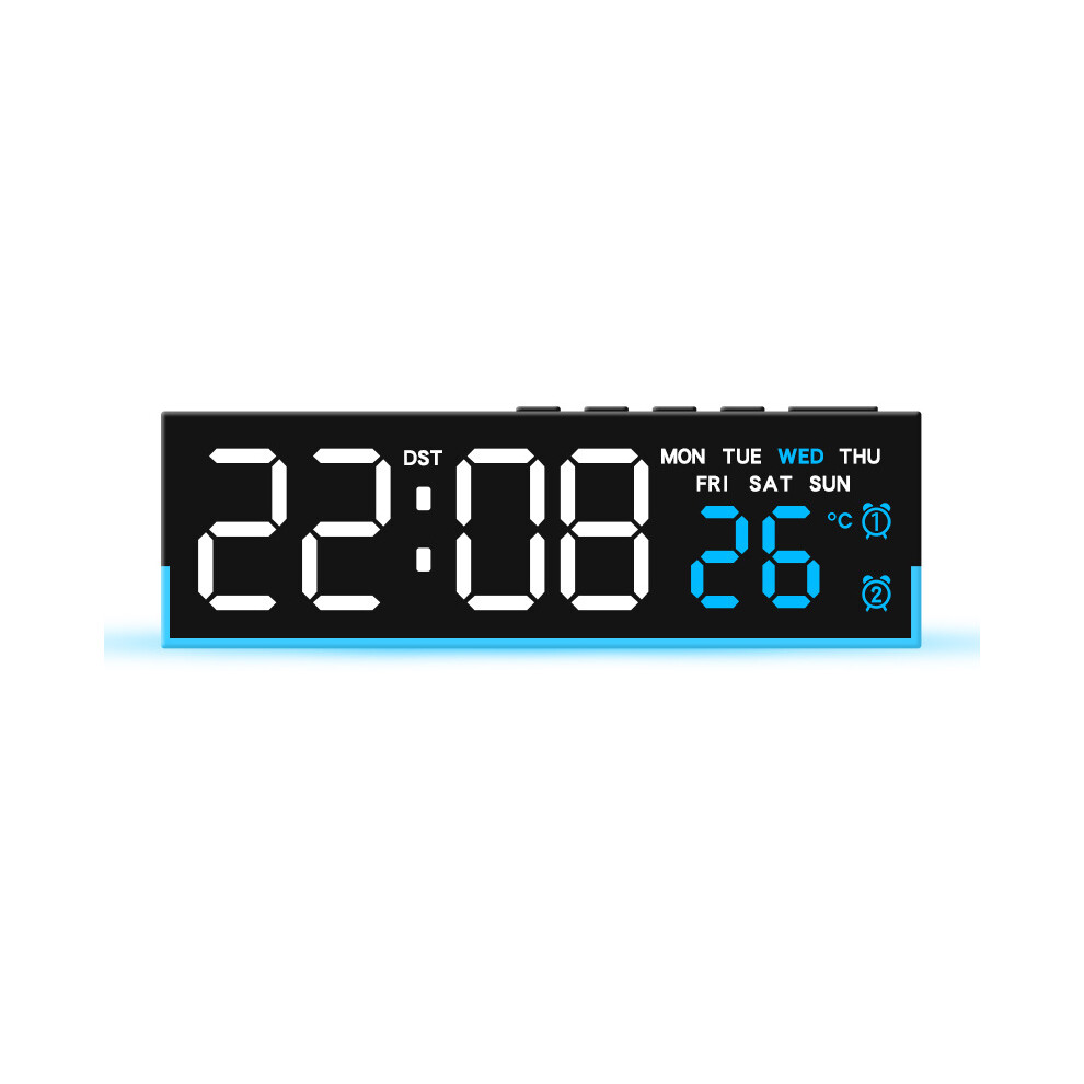 Digital Alarm Clock For Bedroom Desk Clock-Black Shell Lig Blue 7751000630393