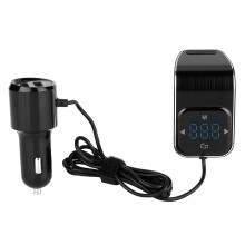 Car Bluetooth Adapter FM Transmitter Hands-Free Calling LCD Display Quick Charge Support Micro SD TF Card AUX Input Hi Fi Stereo Sound Compatible
