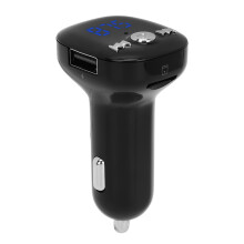 FM Transmitter for Car with Bluetooth Audio Receiver Smart Dual USB Charging Ports Supports Hands-Free Talking Real-Time Voltage Monitoring Hi-Fi