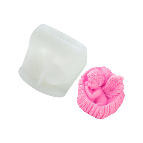 Moule d'ange rose en silicone réutilisable, pour bougie,-2