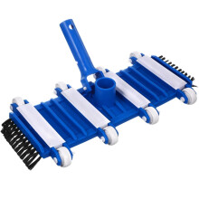 Swimming Pool Vacuum Head with Brushes and Wheels for Easy Corner Cleaning and Debris Removal