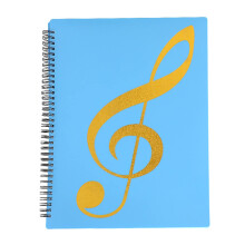 Spiralbound sheet music folder with 20 pockets, 40 pages, ring binder, office supplies for musicians, blue