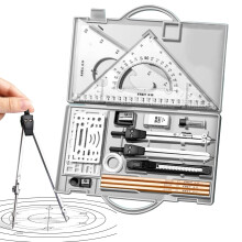 Set, Geometry Set 16x Math Tool Kit, Drawing Tools with Storage Box, Graphic Drawing Instruments for School Students, Transparent