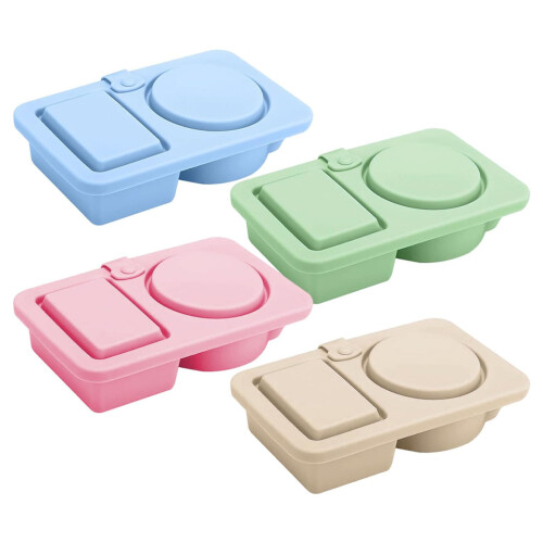 Foldable Portable Silicone Duals Chamber Container with 2-Green 1