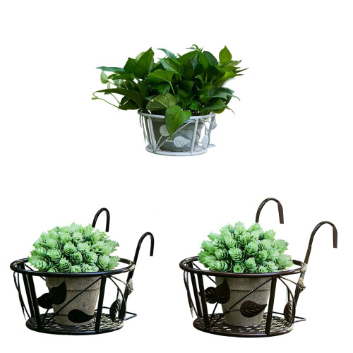 Multifunctional Iron Plant Shelf Balcony Gardening-White 1
