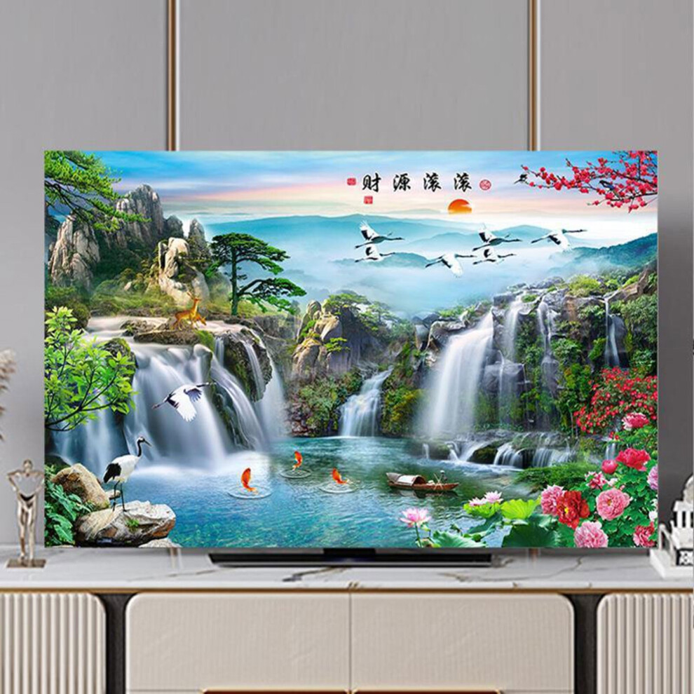 Landscape Painting Tv Cover Chinese Style Pattern Universal Elastic Dust Cover Fits 3280Inch Tvs Color36 9426802246803