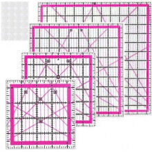 4Pcs Multipurpose Acrylic Sewing Ruler Set Quilting-Pink