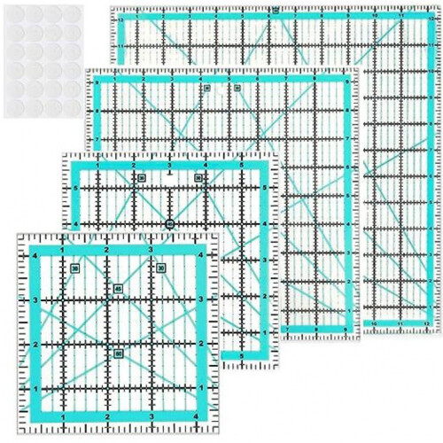 4Pcs Professional Sewing Ruler Clear Acrylic Quilting-Blue