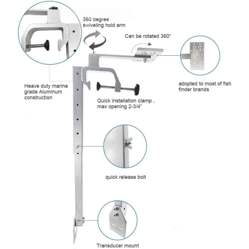 Fish Finder Mounting Bracket Adjustable Rotatable Design for Universal Compatibility With Most Fish Finder Models 2