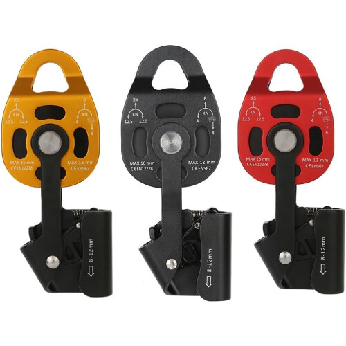 Oneway Pulley 12.5 kN Dynamic Pull Capability, Compact Red Design, Single Direction Rigging Pulley 1