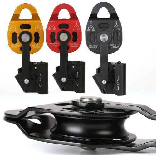 Oneway Pulley 12.5 kN Dynamic Pull Capability, Compact Red Design, Single Direction Rigging Pulley 2