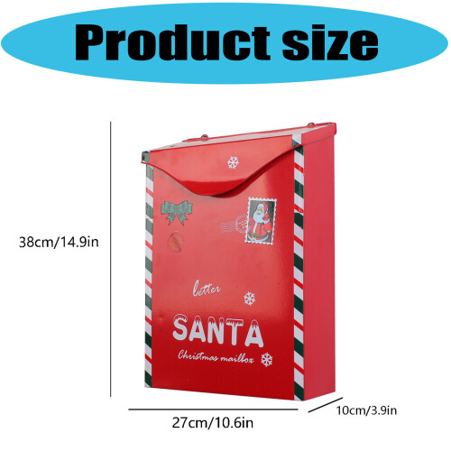 Christmas Decorative Mailbox Spacious Interior Garden-Red 2
