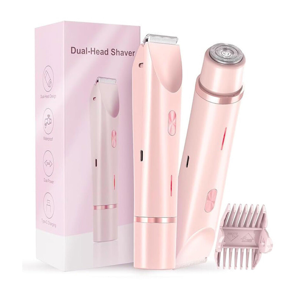 Women's Razor, 2in1 Intimate Shaver, Electric Wet Dry Shaver, Waterproof Trimmer, USB Charging (A)