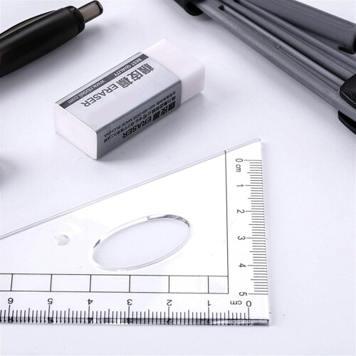 8Pcs/Set Math Geometry Drawing Supplies Including Mechanical Pencil, Ruler, Protractor, Eraser and Professional Math Compass Math Set 1