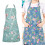 2-teilige verstellbare Küchenschürze mit-Blaue Rose mit Grün 2