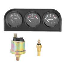 Triple Gauge Set Voltmeter Water Temperature Gauge Oil Pressure Meter Universal Fit Bright Light Gauge Durable Metal Shell For Car Truck Marine Engine