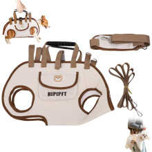 Dog Harness Crossbody Carrier, Adjustable Backpack, Breathable Mesh, Hands Sling, Beige M (914 Lb)