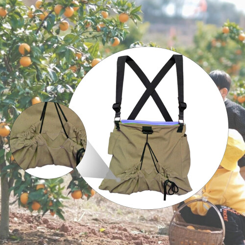 Fruit Picking Bag Harvest Apron Multi Function Adjustable Storage Pouch For Garden Orchard Pear Mango Khaki 2