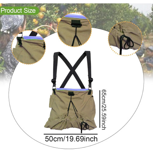 Fruit Picking Bag Harvest Apron Multi Function Adjustable Storage Pouch For Garden Orchard Pear Mango Khaki 1
