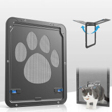 Pet flap fly screen with magnet, dog flap cat flap for fly screen door, lockable pet door for cats/dogs, 29x24cm