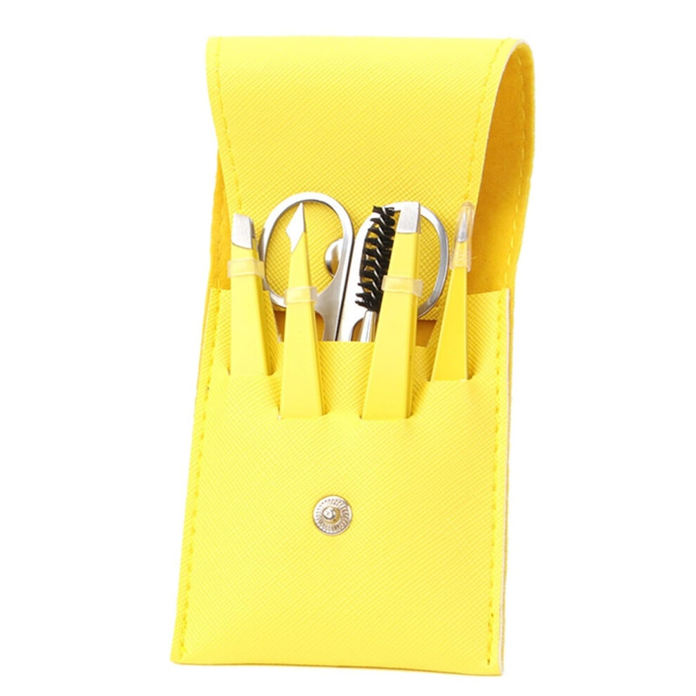 Yellow Tweezers 4/6Pcs Eyebrow Hair Removal Tweezers Stainless Steel Eyelash Clip Professional Eyelash Tweezer Set Makeup Tools (6Pcs Set)