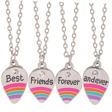 4 Pieces Friendship Necklaces for Rainbow Necklaces, for Girlfriends, Graduation Gifts or Sisters, Longlasting and Skinfriendly