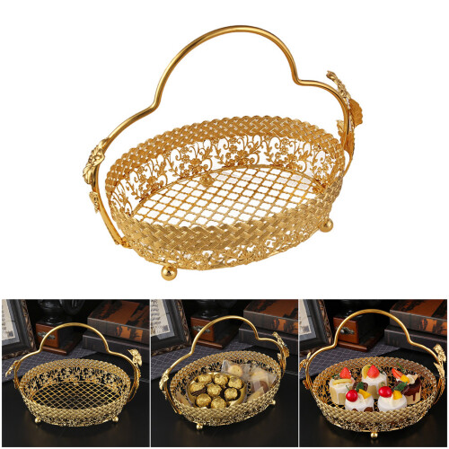 Creative Metal Wire Fruit Basket With Carved Detailing And 1