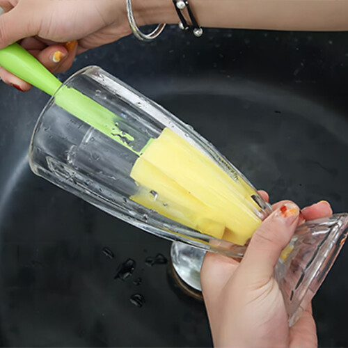 Efficient Flower Design Cup Brush with Brush Holders And-Yellow 1